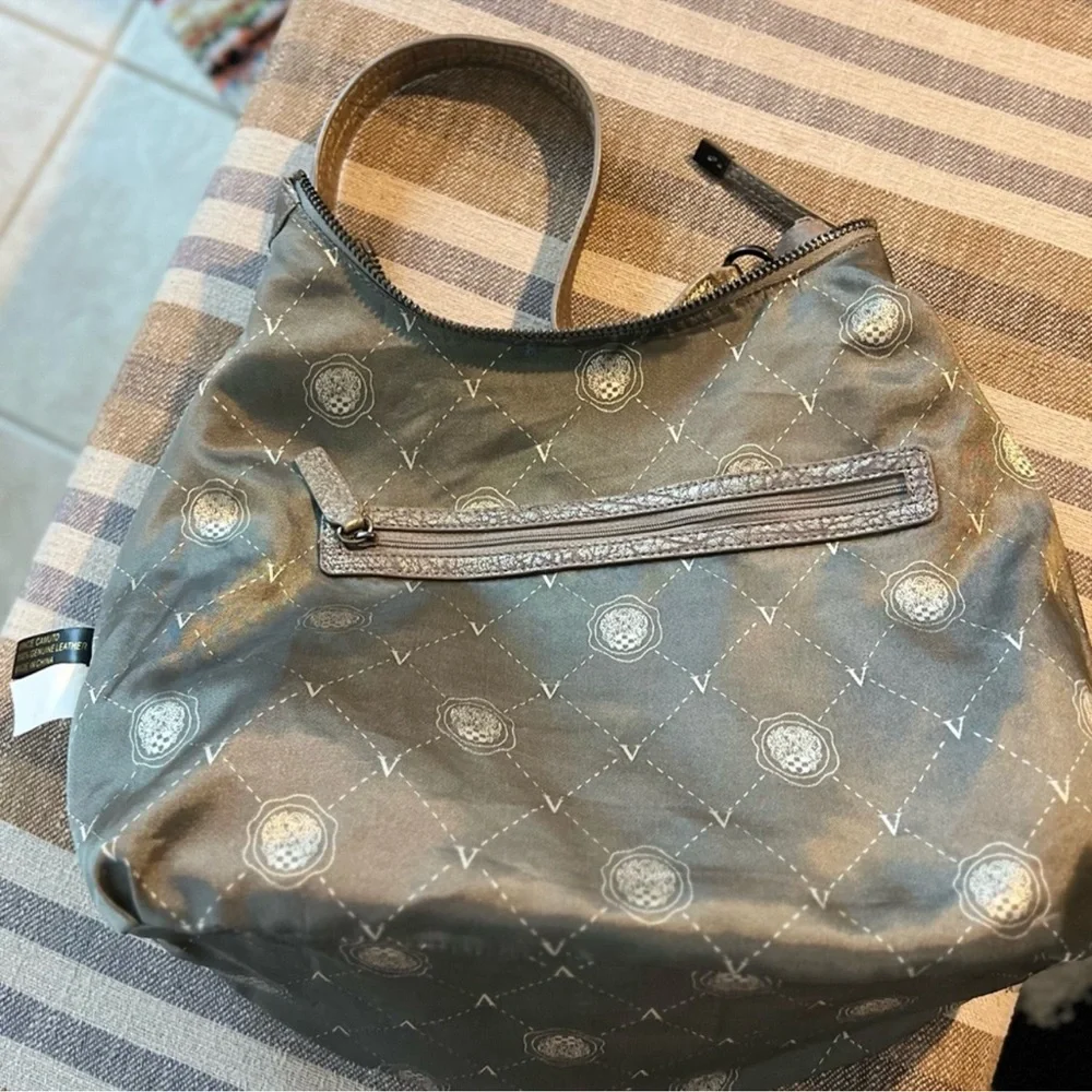 Vince Camuto Riley metallic brushed bubble lamb leather hobo purse shoulder bag